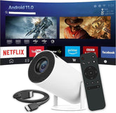 HY300 Mini Projector – Full HD 1080p, 4K, Auto Keystone, Android 11, WiFi & Bluetooth, 5W Speaker جهاز عرض HY300 صغير – Full HD 1080p، 4K، ضبط تلقائي، أندرويد 11، واي فاي وبلوتوث، مكبر صوت 5 وات