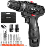 12V Cordless Drill – 10mm Keyless Chuck, 2-Speed Electric Screwdriver with LED Light & 2×1.5Ah Batteries, for Wood, Concrete & Brick مثقاب لاسلكي 12 فولت – ظرف 10مم بدون مفتاح، مفك كهربائي بسرعتين مع ضوء LED وبطاريتين 1.5Ah، للخشب والخرسانة والطوب
