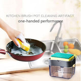 Kitchen Soap Dispenser with Sponge Holder, Soap Pump for Dishwashing Sink | موزع صابون للمطبخ مع حامل إسفنجة، مضخة صابون لحوض الجلي