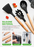 19 Pcs Silicone Kitchen Utensil Set, Heat Resistant Cooking Tools with Wooden Handles | طقم أدوات المطبخ سيليكون 19 قطعة، أدوات طبخ مقاومة للحرارة بمقابض خشبية