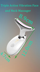 Triple Action Face & Neck Massager – Wrinkle Removal & Skin Tightening, Portable Skincare Device for Firm, Smooth Results (White) جهاز تدليك ثلاثي للوجه والرقبة – إزالة التجاعيد وشد البشرة، جهاز محمول للعناية بالبشرة لنتائج ناعمة ومشدودة (أبيض)