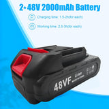 Electric Pruning Shears 30mm – 48V Cordless Portable Pruner, 2-Pack with 2000mAh Battery & Replacement Blades for Tree Branches مقص تقليم كهربائي 30مم – مقص لاسلكي محمول 48 فولت، عبوتان مع بطارية 2000mAh وشفرات بديلة لتقليم أغصان الأشجار