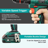 Cordless Drill Set – Hammer Drill Driver with 2×20V 2.0Ah Lithium Batteries & Charger, 18+3 Torque, 24 Accessories, Plastic Carry Case مجموعة مثقاب لاسلكي – مثقاب ومفك مع بطاريتين 20 فولت 2.0Ah وشاحن، 18+3 عزم، 24 ملحقًا، حقيبة بلاستيكية