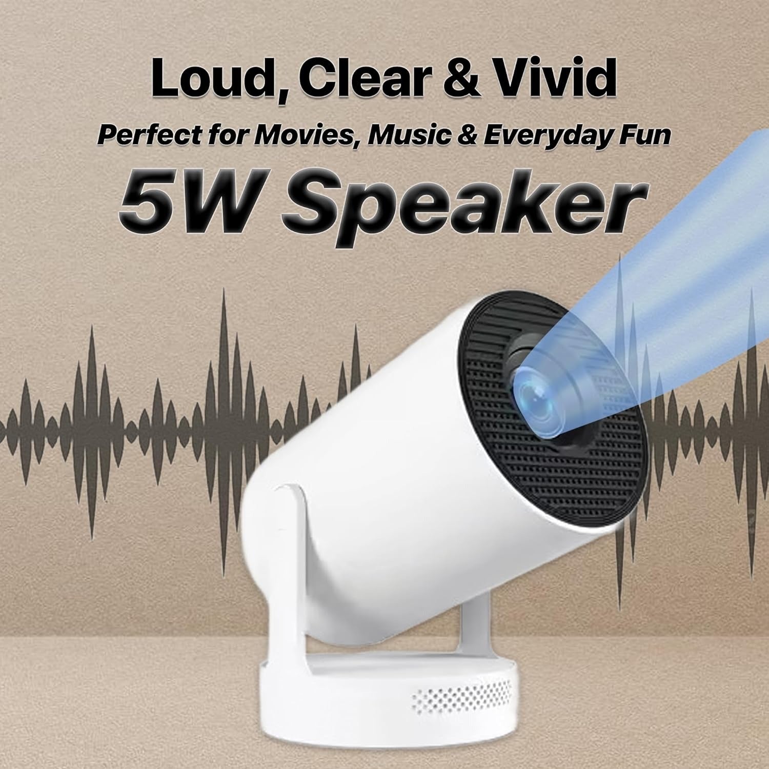 HY300 Mini Projector – Full HD 1080p, 4K, Auto Keystone, Android 11, WiFi & Bluetooth, 5W Speaker جهاز عرض HY300 صغير – Full HD 1080p، 4K، ضبط تلقائي، أندرويد 11، واي فاي وبلوتوث، مكبر صوت 5 وات