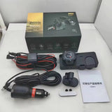 3-Channel Dash Cam Front + Rear 1080P, WiFi App Control, Parking Mode, Wide Angle, G-Sensor, Waterproof Car DVR | كاميرا سيارة بعدسة أمامية وخلفية بدقة 1080P، تحكم عبر تطبيق الواي فاي، وضع الوقوف، زاوية واسعة، مستشعر G، مسجل قيادة مقاوم للماء