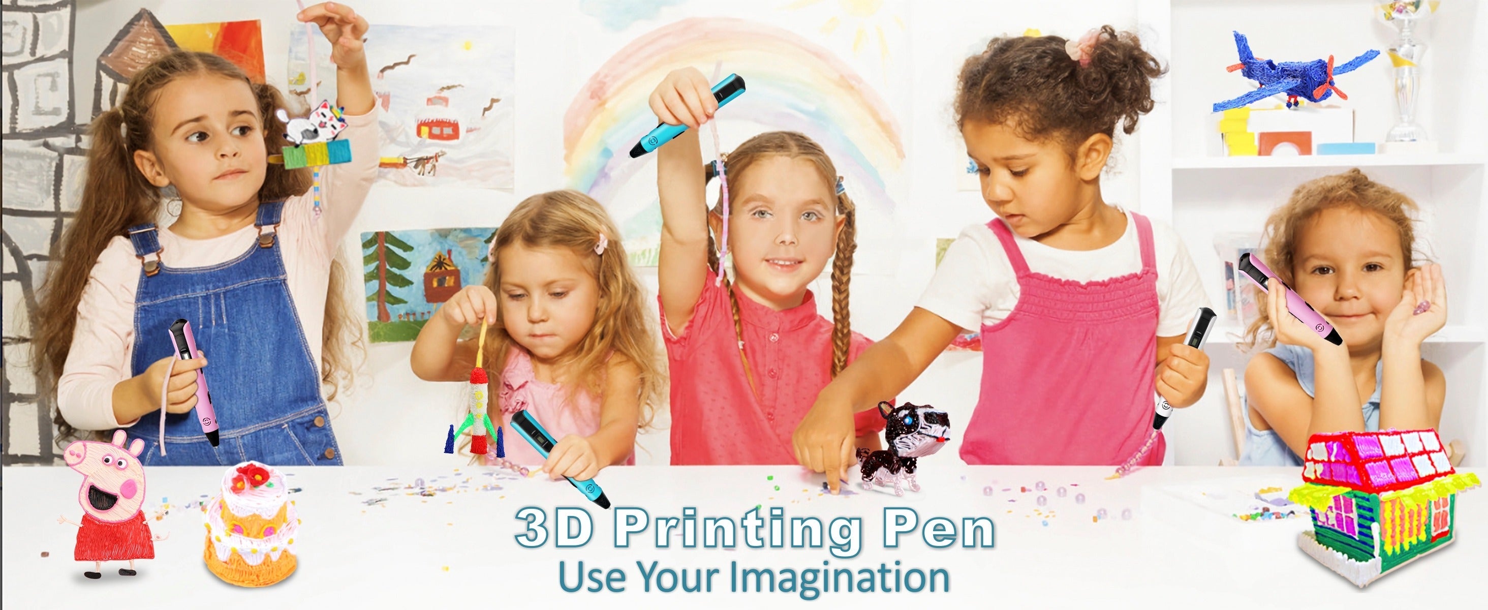 3D Pen for Kids with 15 Colors PLA Filament – Creative 3D Drawing Toy  قلم ثلاثي الأبعاد للأطفال مع 15 لون خيوط PLA – لعبة رسم ثلاثية الأبعاد إبداعية (NP100، أزرق)