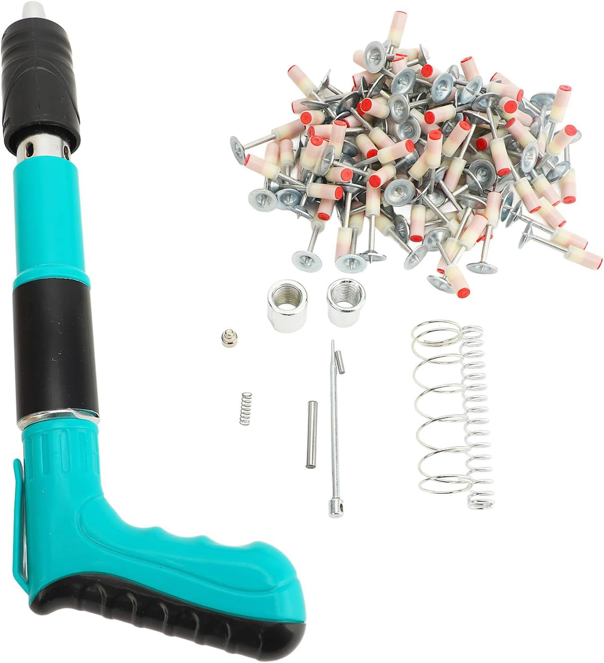 Concrete Nail Gun Kit – Mini Portable 5-Speed Nail Machine with 100 Nails, Wall Fastening & Anchor Wire Slotting Tool مجموعة مسدس مسامير خرسانة – جهاز مسامير محمول صغير بخمس سرعات مع 100 مسمار، أداة تثبيت للجدران وجهاز تثقيب أسلاك المراسي