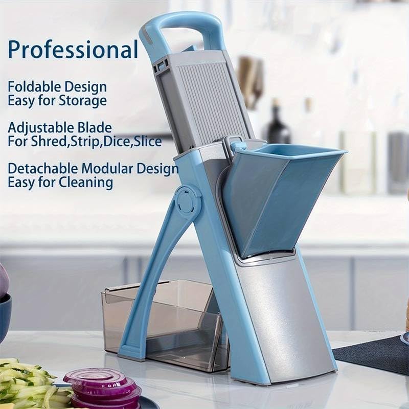 Multifunctional Vegetable Chopper & Slicer with Container, Adjustable Mandoline | قطاعة وخلاط خضروات متعددة الوظائف مع وعاء، ماندولين قابلة للتعديل