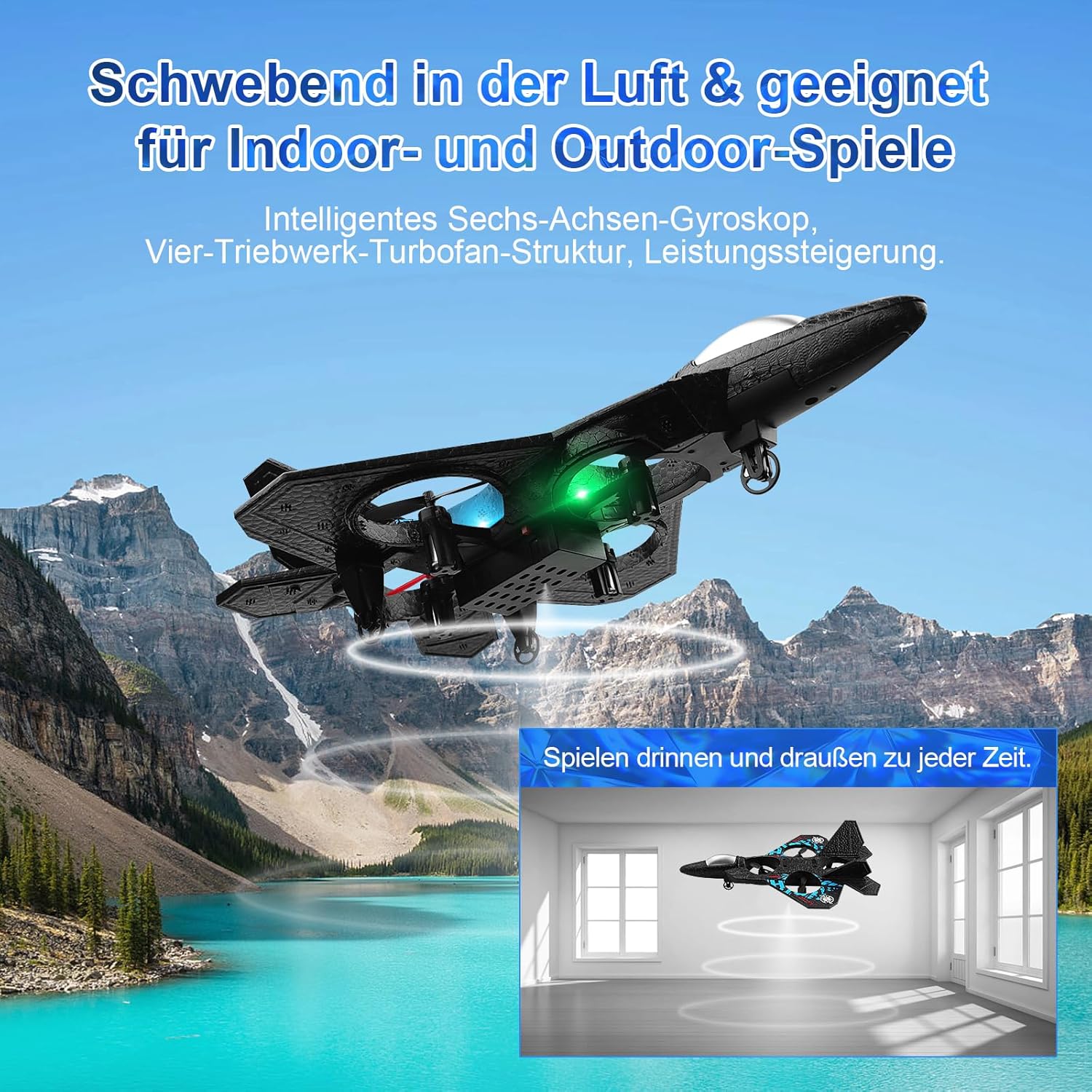RC Aeroplane 2.4GHz Quadcopter L0712 – Floating Fighter, RTF for Beginners, Kids & Adults, Toy with Colored Lights & USB Charging طائرة RC 2.4GHz رباعية المحركات L0712 – مقاتلة عائمة جاهزة للطيران للمبتدئين، الأطفال والكبار، لعبة بأضواء ملونة وشحن USB
