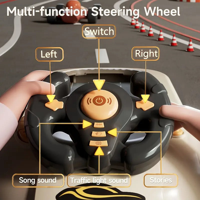 Car Racing Game Console with Steering Wheel, Driving Simulation Toy with Music | جهاز لعبة سباق السيارات مع عجلة قيادة، لعبة محاكاة قيادة بالموسيقى