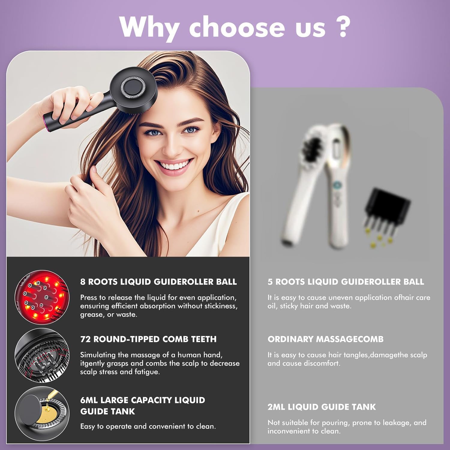Scalp Massager Brush – Cordless Shiatsu Electric Head Massager with Oil Applicator, Portable & Waterproof for Hair Growth & Relaxation فرشاة تدليك فروة الرأس – جهاز لاسلكي شياتسو مع موزع الزيت، محمول ومقاوم للماء لتعزيز نمو الشعر واسترخاء الرأس