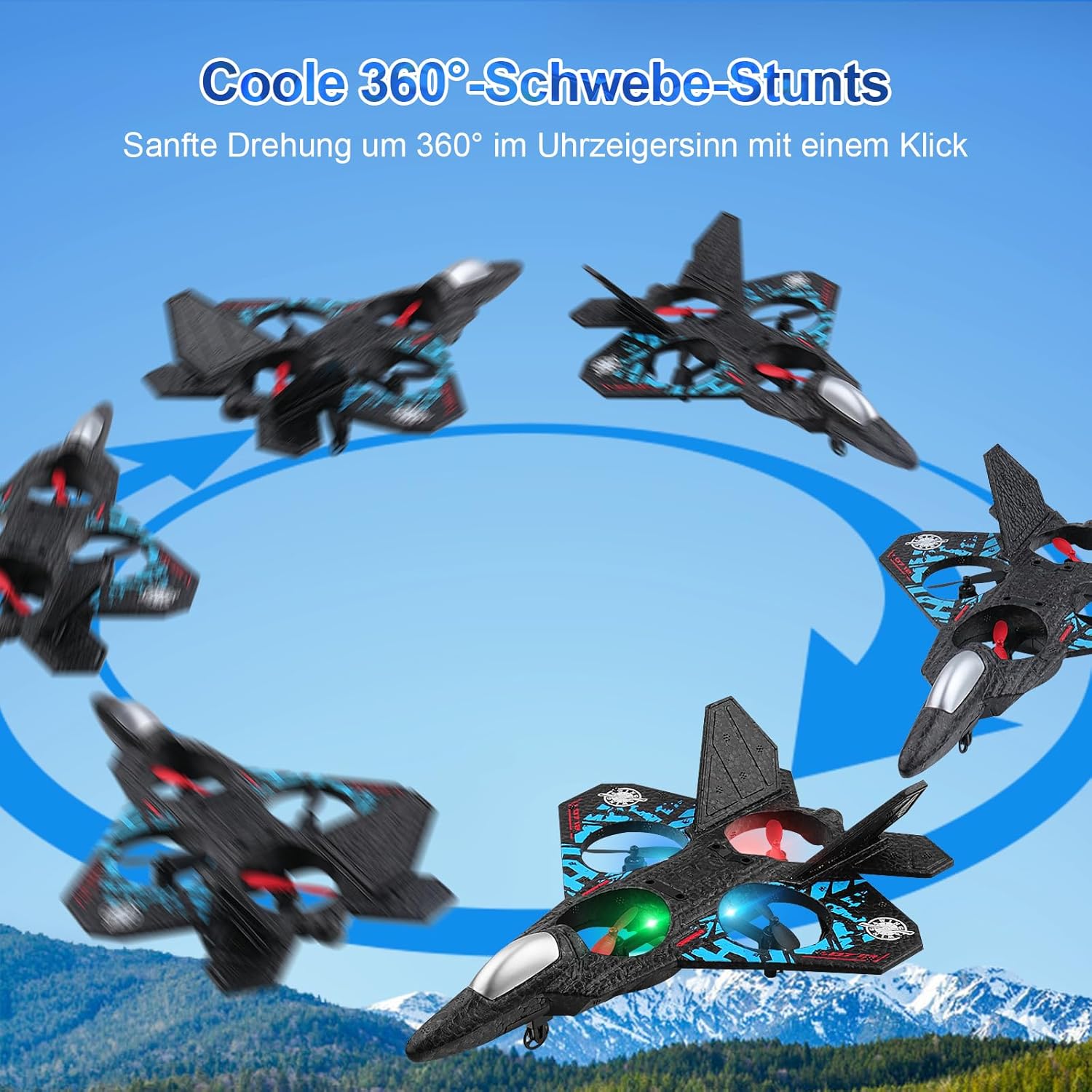 RC Aeroplane 2.4GHz Quadcopter L0712 – Floating Fighter, RTF for Beginners, Kids & Adults, Toy with Colored Lights & USB Charging طائرة RC 2.4GHz رباعية المحركات L0712 – مقاتلة عائمة جاهزة للطيران للمبتدئين، الأطفال والكبار، لعبة بأضواء ملونة وشحن USB