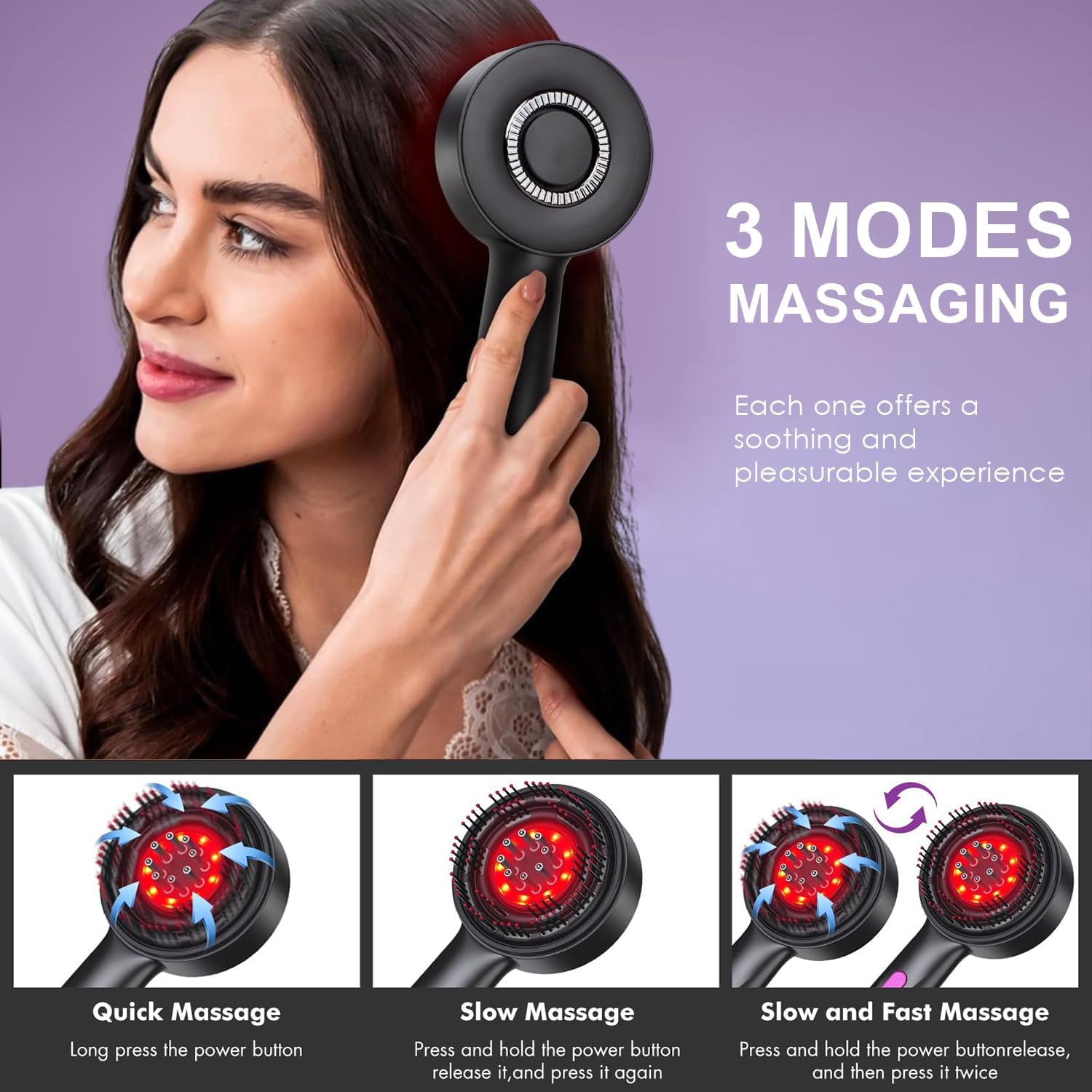 Scalp Massager Brush – Cordless Shiatsu Electric Head Massager with Oil Applicator, Portable & Waterproof for Hair Growth & Relaxation فرشاة تدليك فروة الرأس – جهاز لاسلكي شياتسو مع موزع الزيت، محمول ومقاوم للماء لتعزيز نمو الشعر واسترخاء الرأس
