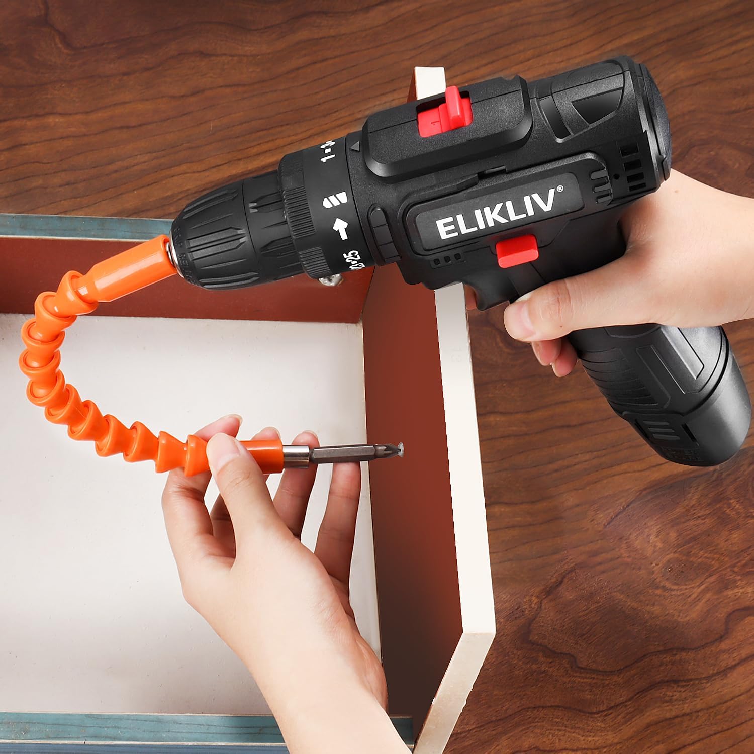12V Cordless Drill – 10mm Keyless Chuck, 2-Speed Electric Screwdriver with LED Light & 2×1.5Ah Batteries, for Wood, Concrete & Brick مثقاب لاسلكي 12 فولت – ظرف 10مم بدون مفتاح، مفك كهربائي بسرعتين مع ضوء LED وبطاريتين 1.5Ah، للخشب والخرسانة والطوب