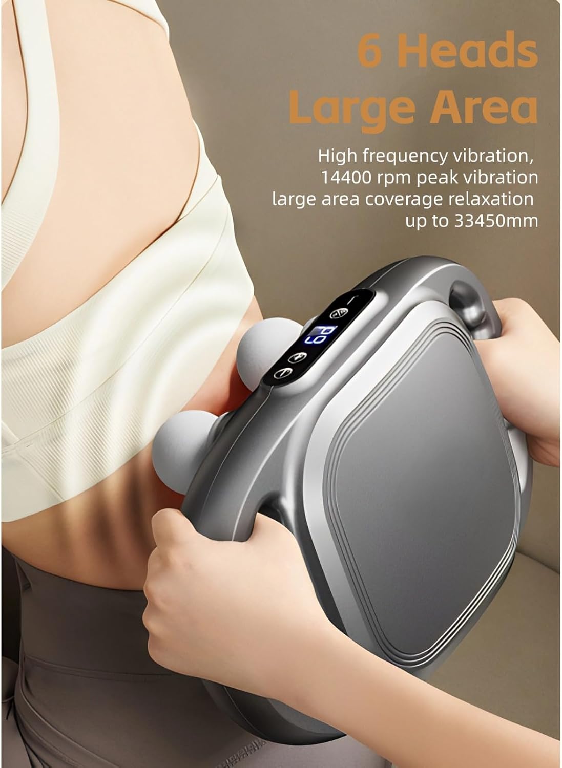 Cuifati 6-Head Massage Gun – Deep Tissue, 9 Levels & 9 Modes, Electric Massager for Back, Neck & Legs (White) مسدس تدليك Cuifati بـ6 رؤوس – تدليك عميق للعضلات، 9 مستويات و9 أوضاع، للجسم والرقبة والساقين (أبيض)