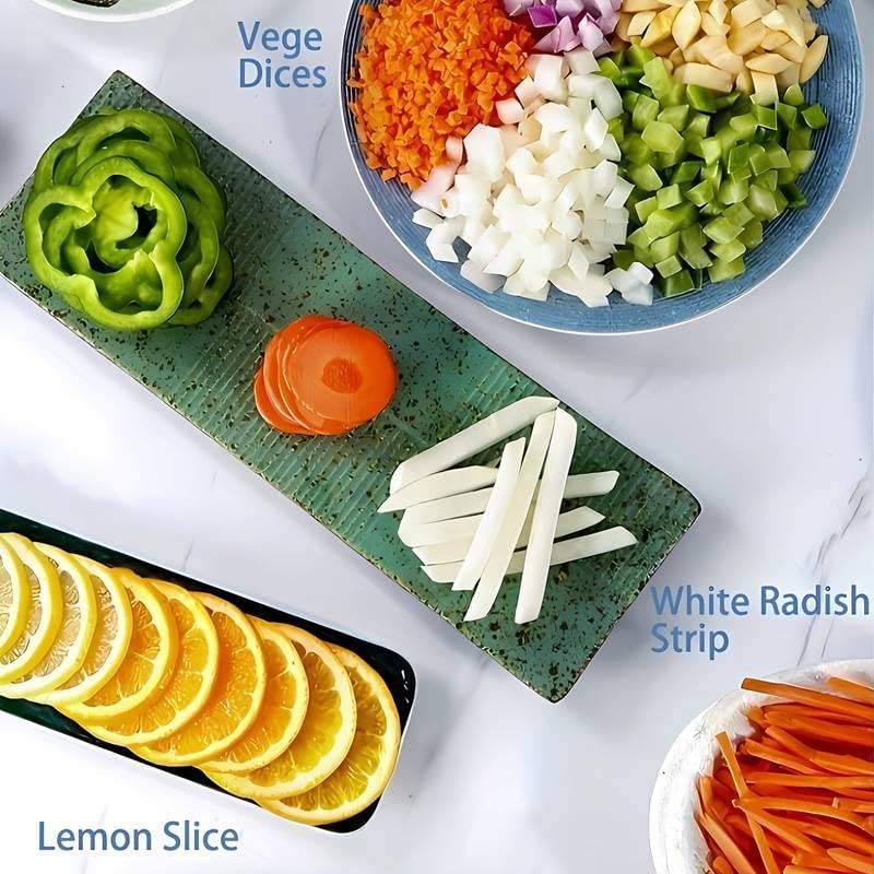 Multifunctional Vegetable Chopper & Slicer with Container, Adjustable Mandoline | قطاعة وخلاط خضروات متعددة الوظائف مع وعاء، ماندولين قابلة للتعديل