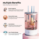 3-in-1 Electric Makeup Brush Cleaner, Automatic Cosmetic Brush Cleaner with Mat | منظف فرش المكياج الكهربائي 3 في 1، منظف فرش التجميل التلقائي مع حصيرة