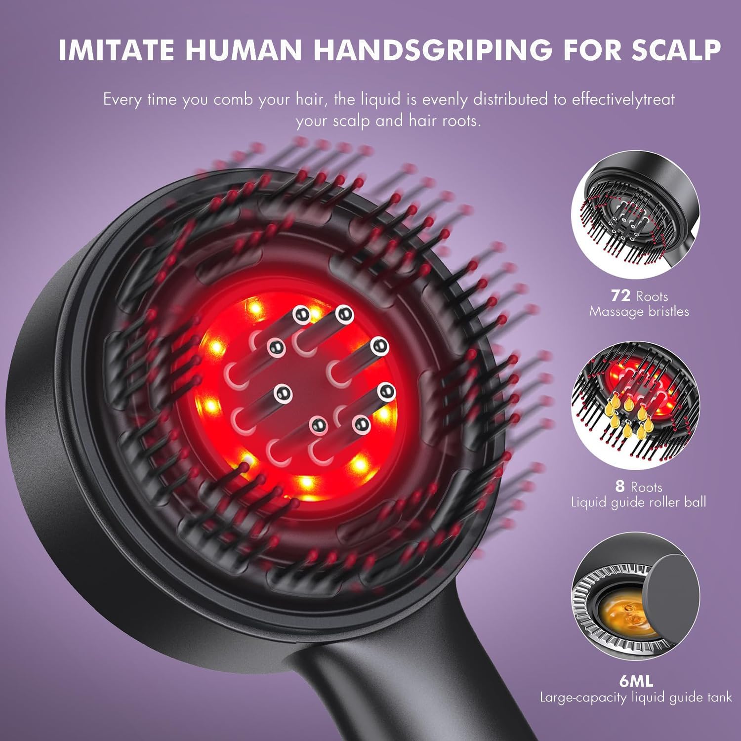 Scalp Massager Brush – Cordless Shiatsu Electric Head Massager with Oil Applicator, Portable & Waterproof for Hair Growth & Relaxation فرشاة تدليك فروة الرأس – جهاز لاسلكي شياتسو مع موزع الزيت، محمول ومقاوم للماء لتعزيز نمو الشعر واسترخاء الرأس