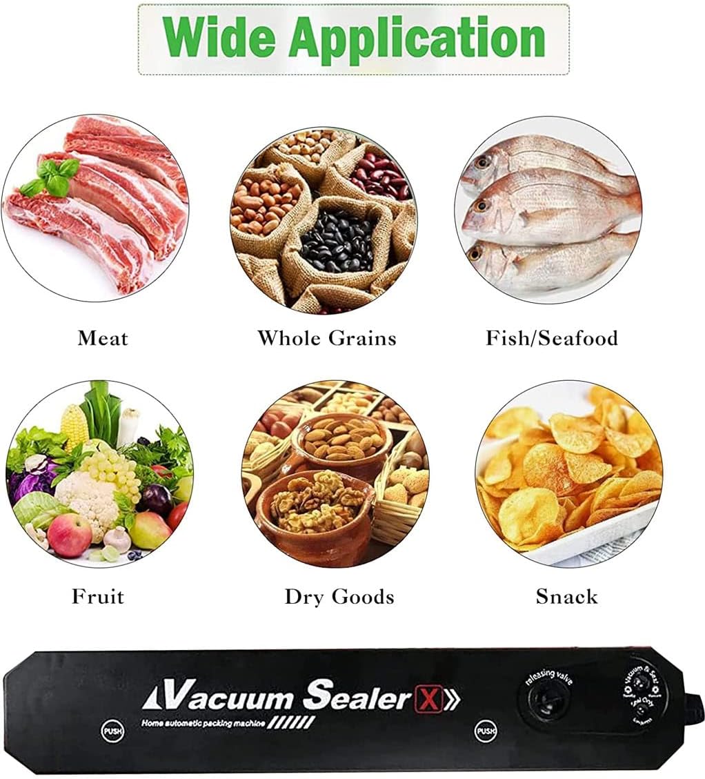 Vacuum Sealer – Automatic One-Touch Food Saver with 10 Bags, Dry & Wet Modes, Compact Slim Design, Sous Vide جهاز تفريغ الهواء – جهاز حفظ الطعام تلقائي بزر واحد مع 10 أكياس، أوضاع جافة ورطبة، تصميم نحيف مضغوط، للطهي بتقنية Sous Vide