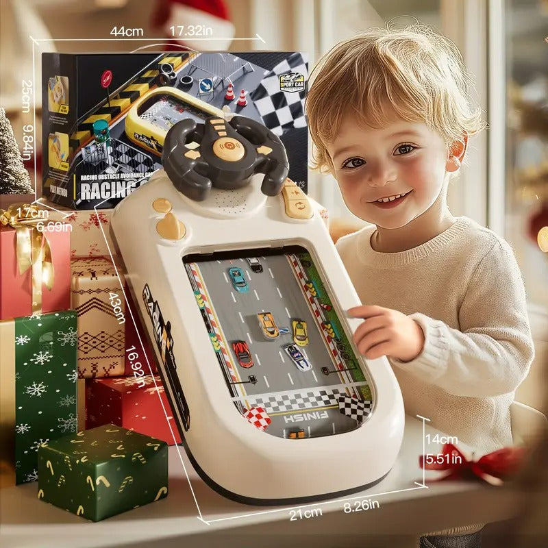 Car Racing Game Console with Steering Wheel, Driving Simulation Toy with Music | جهاز لعبة سباق السيارات مع عجلة قيادة، لعبة محاكاة قيادة بالموسيقى