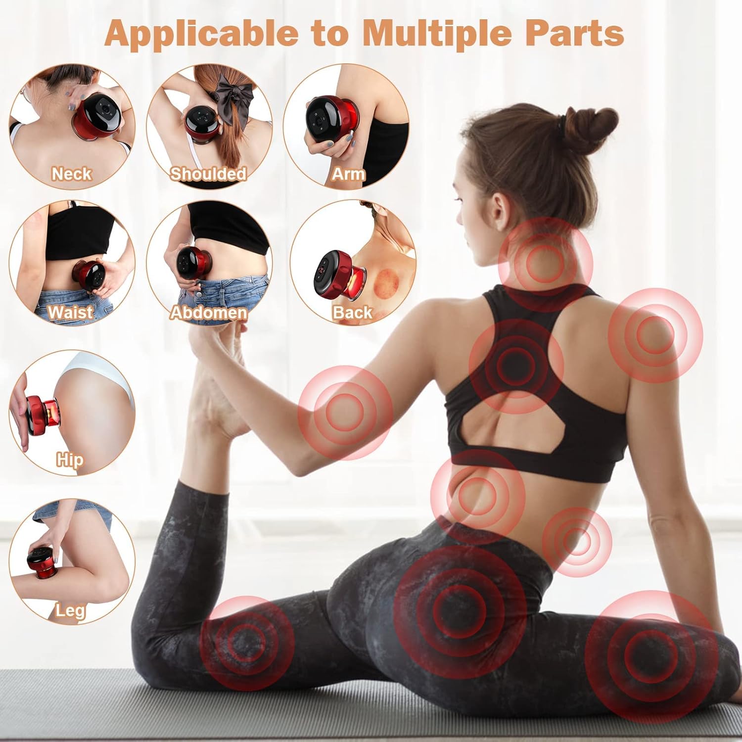 Electric 3-in-1 Cupping Therapy & Cellulite Massager, Rechargeable Gua Sha | جهاز العلاج بالحجامة الكهربائي 3 في 1 وتدليك السيلوليت، جهاز Gua Sha قابل للشحن