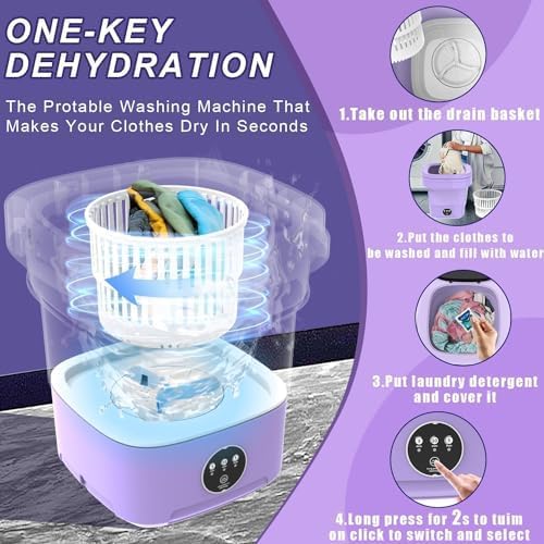 11L Folding Portable Mini Washing Machine with Drain Basket | غسالة صغيرة قابلة للطي 11 لتر مع سلة تصريف