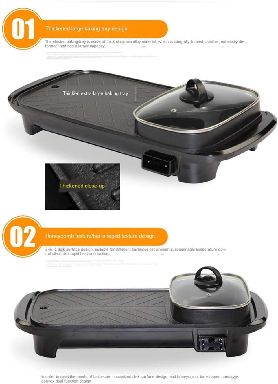 Electric BBQ Grill & Hot Pot 2-in-1 – Smokeless Non-Stick Indoor Roasting Pan, Multi-Functional Shabu Hot Pot, Family Party Use (UK Plug) شواية كهربائية مع قدر ساخن 2 في 1 – بدون دخان، غير لاصقة، للشواء الداخلي والشابو، مثالية للحفلات العائلية (UK Plug)