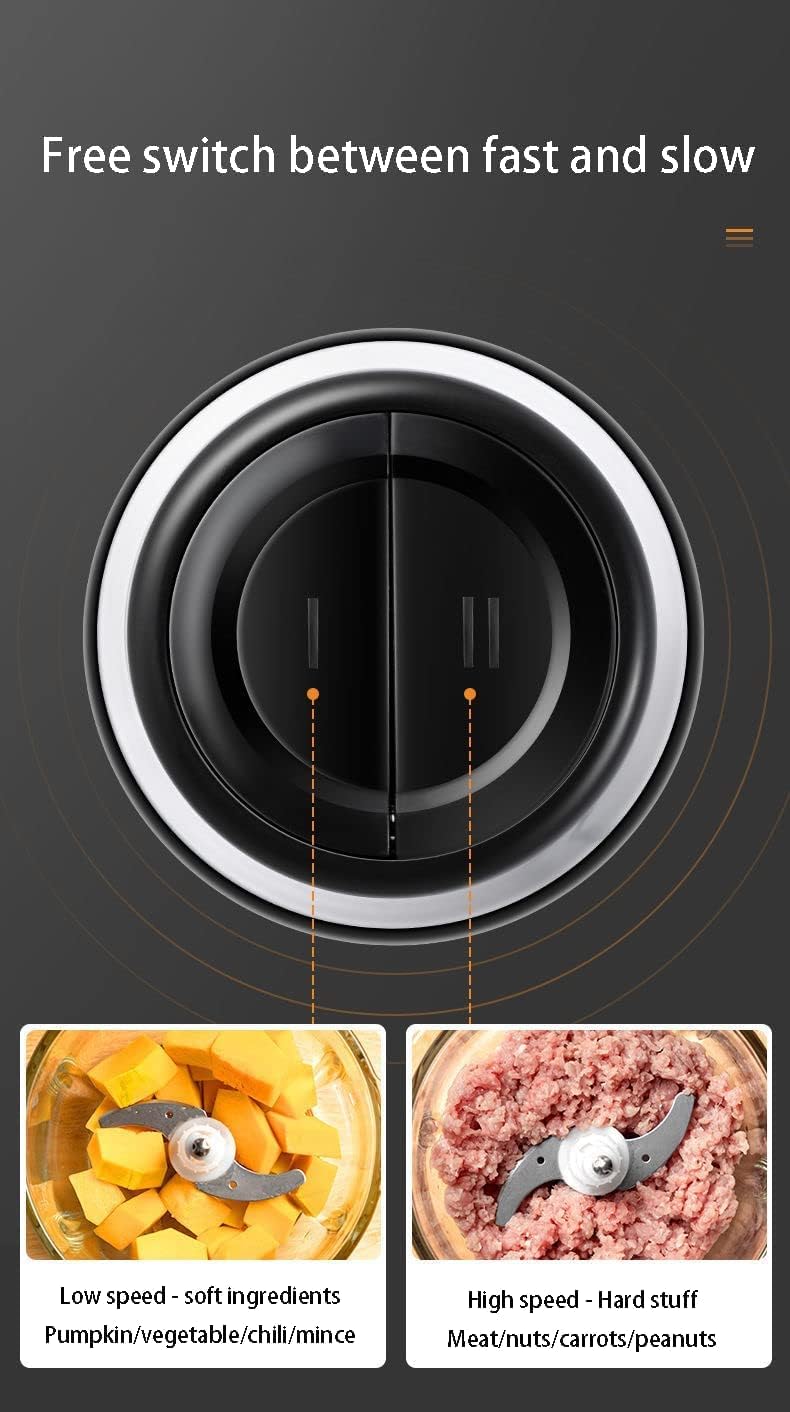 Food Chopper & Electric Meat Grinder, 2L Stainless Steel Bowl, Quad Blades, 300W, Dual Speed Control | فرامة طعام ومفرمة لحم كهربائية، وعاء ستانلس ستيل بسعة 2 لتر، شفرات رباعية، 300 واط، تحكم بسرعتين