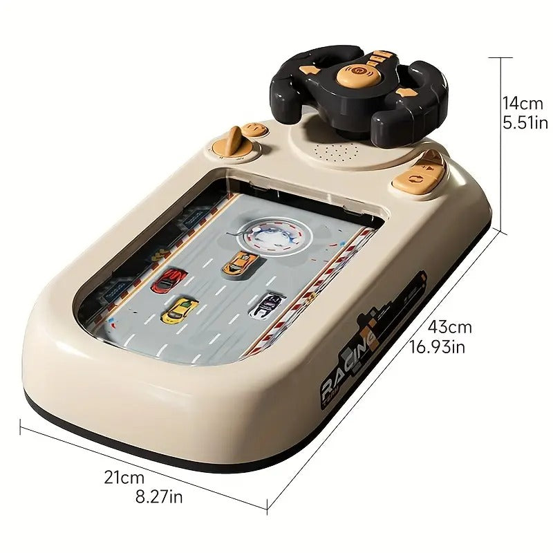 Car Racing Game Console with Steering Wheel, Driving Simulation Toy with Music | جهاز لعبة سباق السيارات مع عجلة قيادة، لعبة محاكاة قيادة بالموسيقى