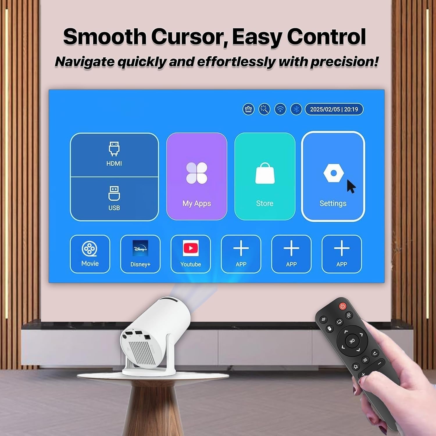 HY300 Mini Projector – Full HD 1080p, 4K, Auto Keystone, Android 11, WiFi & Bluetooth, 5W Speaker جهاز عرض HY300 صغير – Full HD 1080p، 4K، ضبط تلقائي، أندرويد 11، واي فاي وبلوتوث، مكبر صوت 5 وات