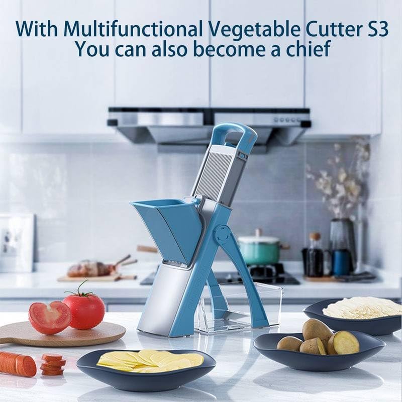 Multifunctional Vegetable Chopper & Slicer with Container, Adjustable Mandoline | قطاعة وخلاط خضروات متعددة الوظائف مع وعاء، ماندولين قابلة للتعديل