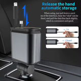 4-in-1 Car Charger with Retractable Cable, Atmosphere Lamp & Star Light, 120W USB Type-C Car Phone Charger Adapter, Dual Ports 12-24V شاحن سيارة 4 في 1 بكابل قابل للسحب، مصباح جوي وضوء النجوم، شاحن سيارة USB Type-C بقوة 120 واط، منافذ مزدوجة 12-24 فولت