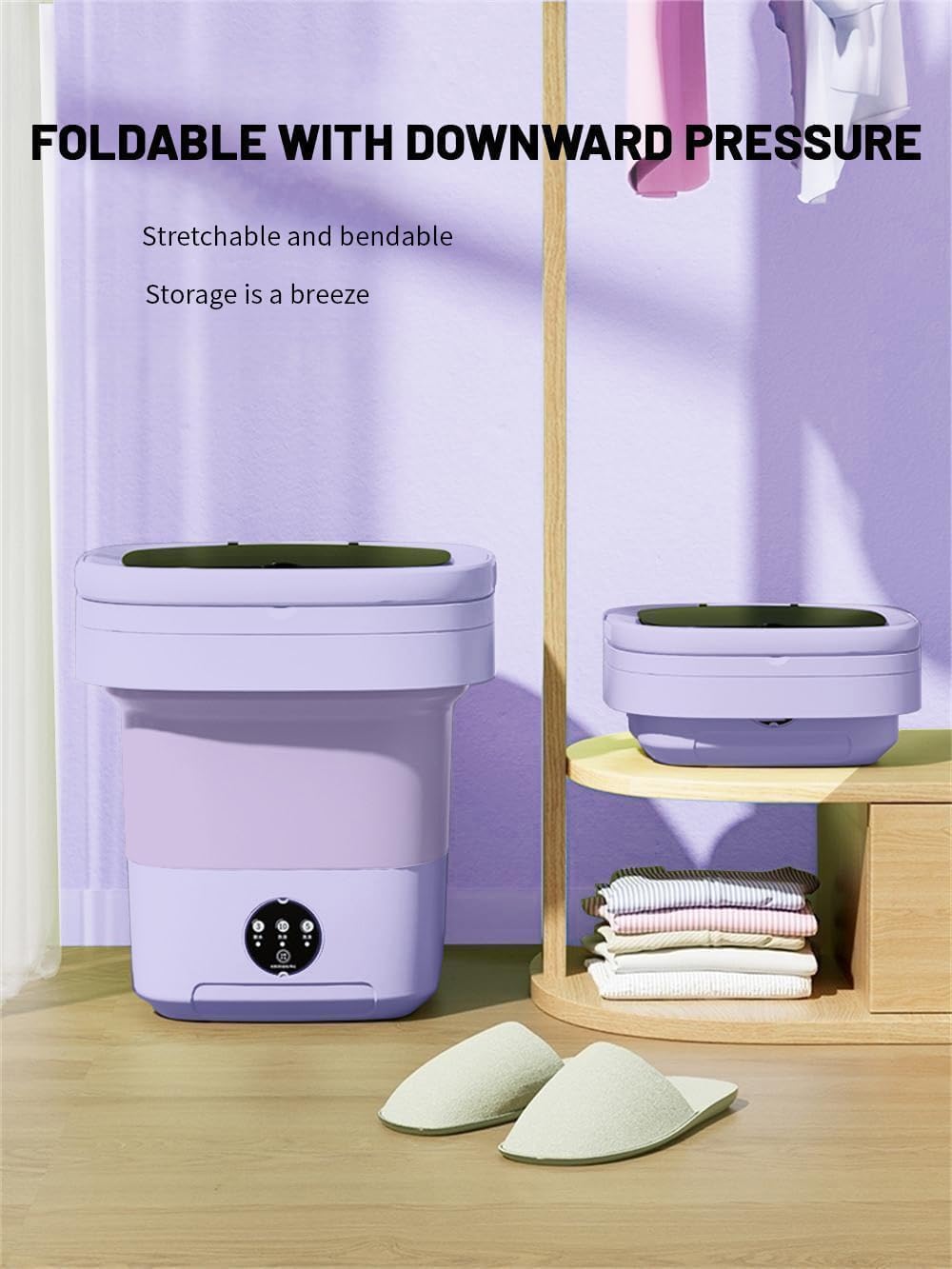 11L Folding Portable Mini Washing Machine with Drain Basket | غسالة صغيرة قابلة للطي 11 لتر مع سلة تصريف