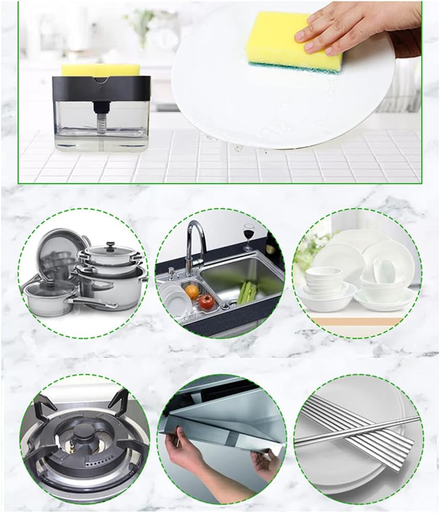 Kitchen Soap Dispenser with Sponge Holder, Soap Pump for Dishwashing Sink | موزع صابون للمطبخ مع حامل إسفنجة، مضخة صابون لحوض الجلي