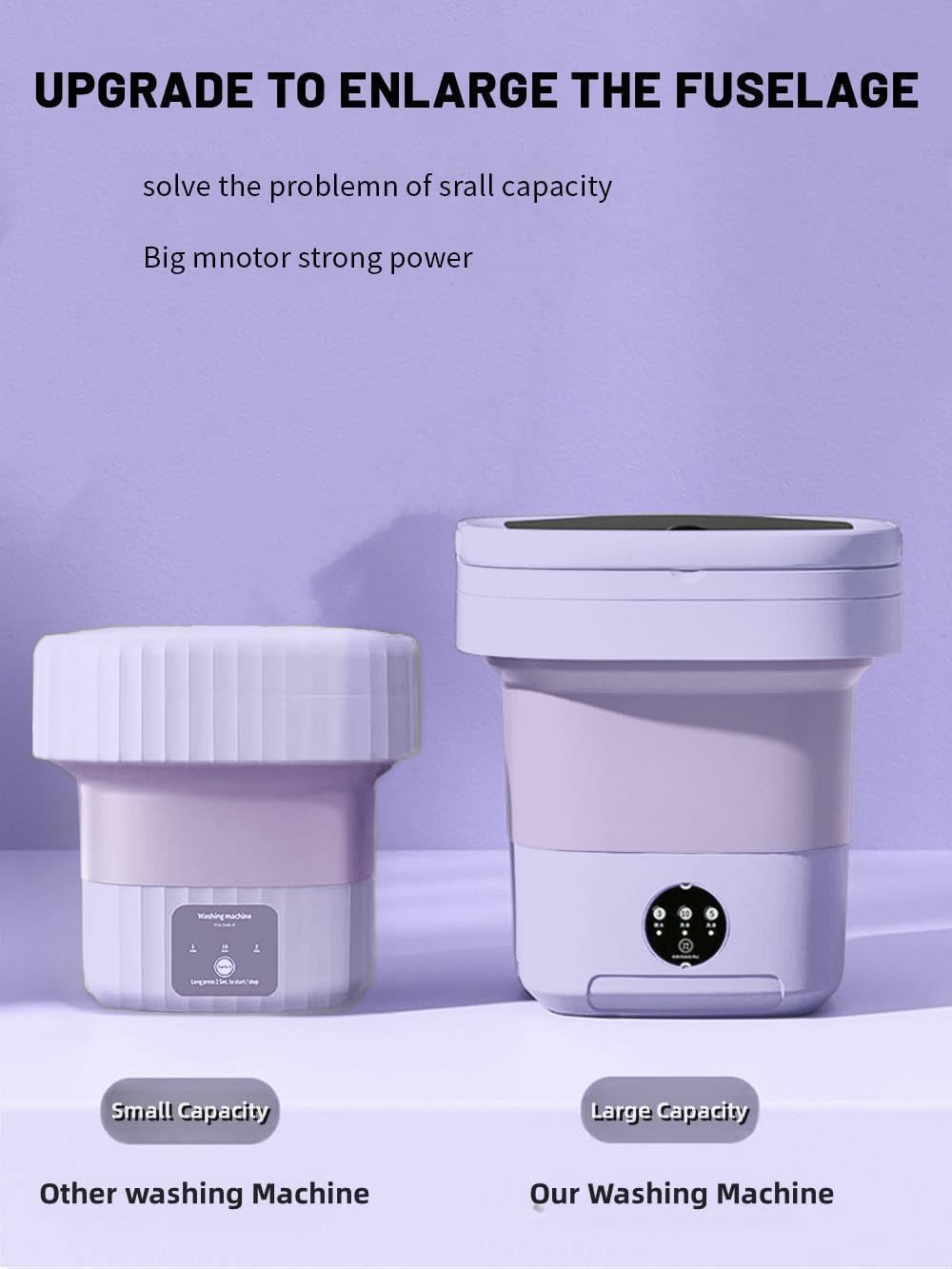 11L Folding Portable Mini Washing Machine with Drain Basket | غسالة صغيرة قابلة للطي 11 لتر مع سلة تصريف