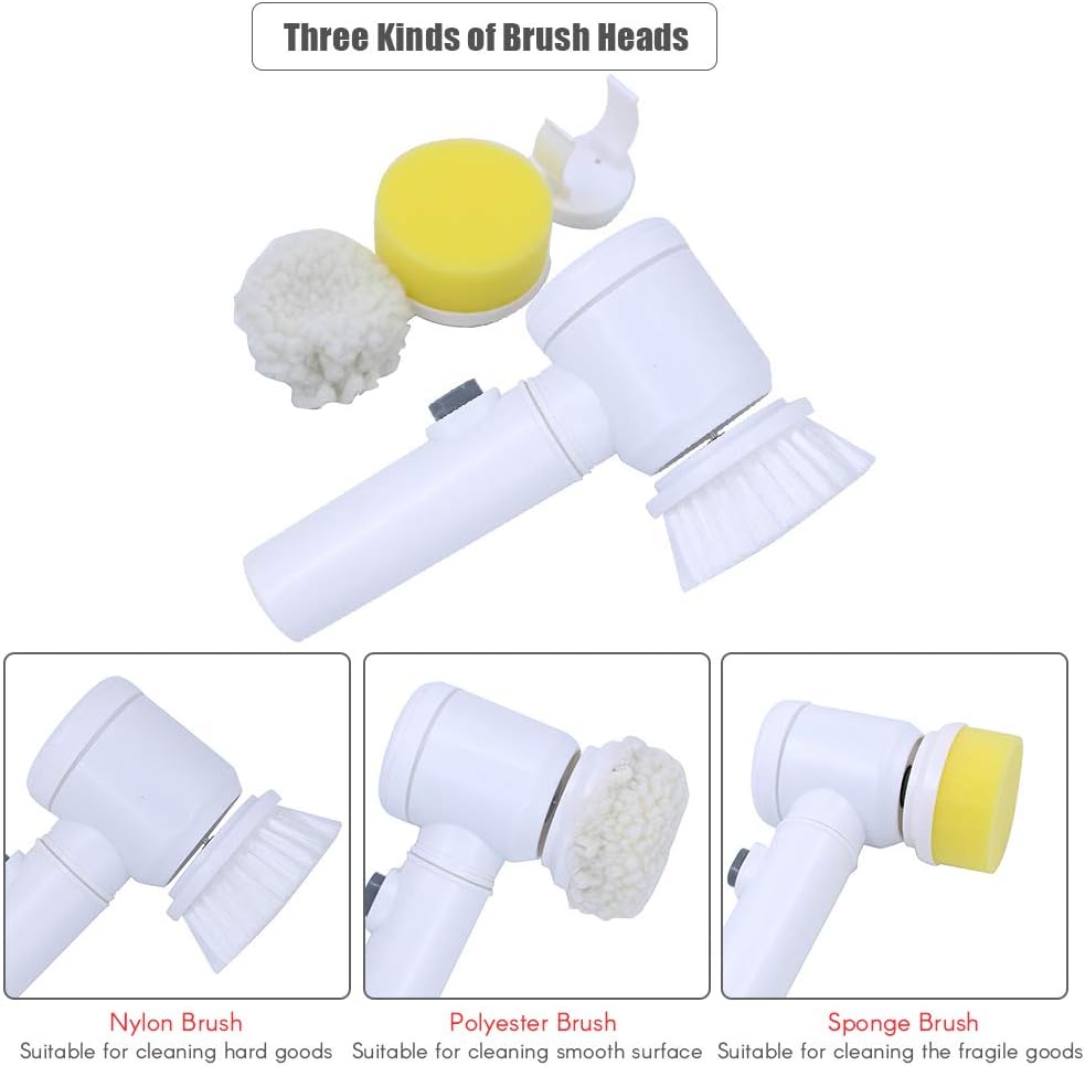 5-in-1 Electric Cleaning Brush, Battery Powered Scrubber for Kitchen, Bathroom & Home | فرشاة تنظيف كهربائية 5 في 1، جهاز كشط يعمل بالبطارية للمطبخ والحمام والمنزل