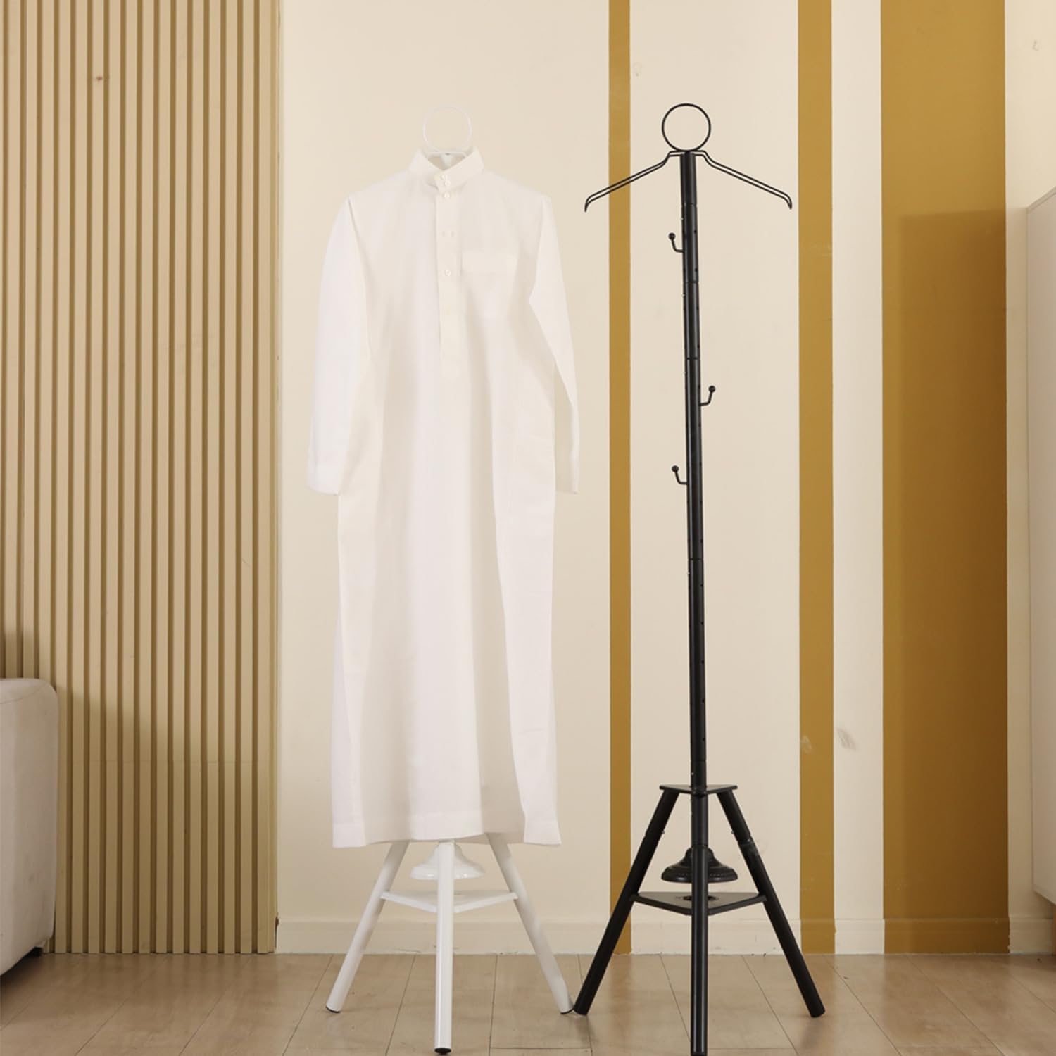 Clothes Incense Burner Stand – 175cm Freestanding Metal Coat Rack with Hooks & Incense Base for Steaming Clothes, Traditional Steamer (Black) حامل بخور للملابس – حامل معاطف معدني مستقل 175سم مع خطاطيف وقاعدة بخور لتبخير الملابس، جهاز تبخير تقليدي (أسود)