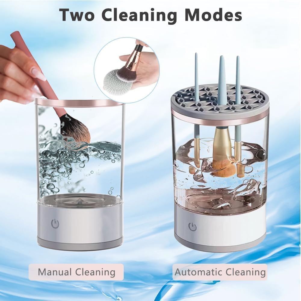 3-in-1 Electric Makeup Brush Cleaner, Automatic Cosmetic Brush Cleaner with Mat | منظف فرش المكياج الكهربائي 3 في 1، منظف فرش التجميل التلقائي مع حصيرة