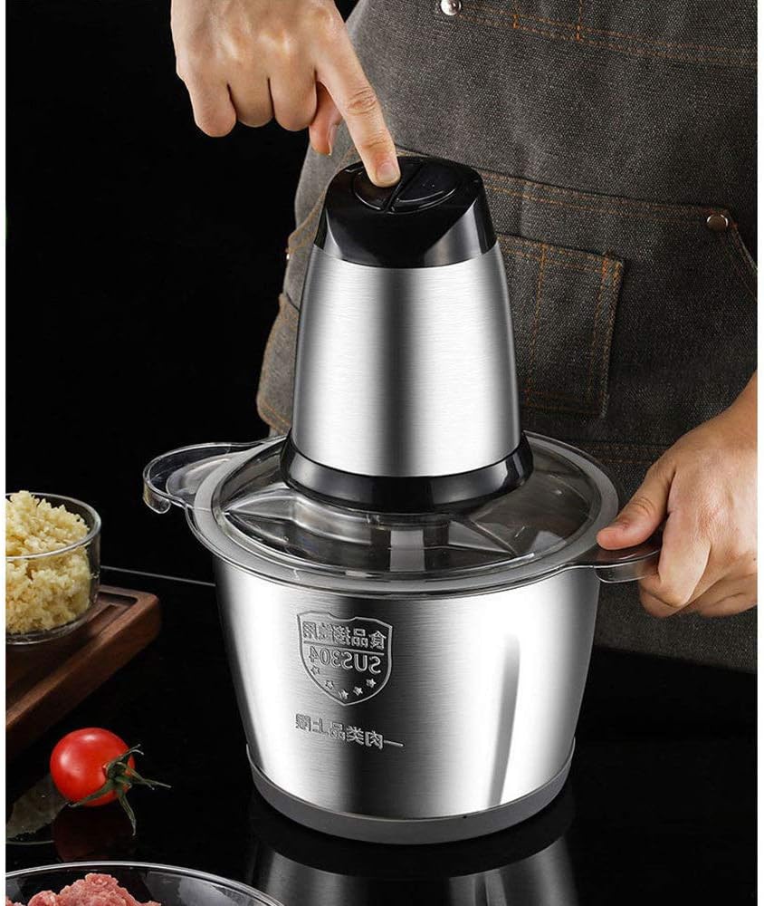Food Chopper 3L Stainless Steel, 250W Electric Meat Grinder with Bi-Level Blades & 2 Speed Levels | فرامة طعام 3 لتر ستانلس ستيل، مفرمة لحم كهربائية 250 واط بشفرات مزدوجة وسرعتين