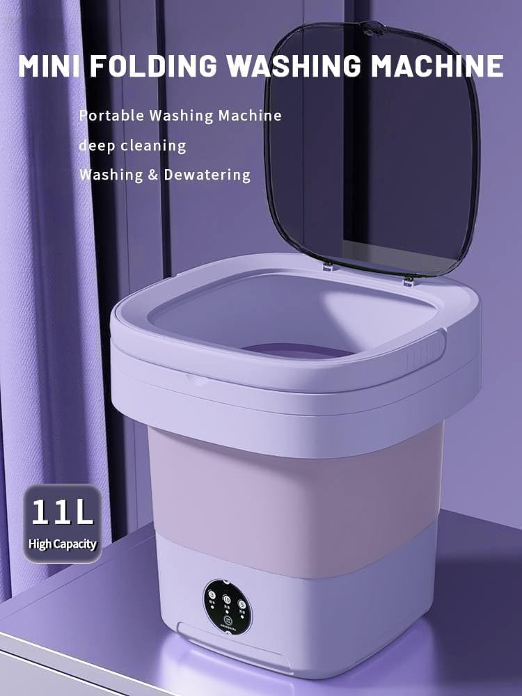 11L Folding Portable Mini Washing Machine with Drain Basket | غسالة صغيرة قابلة للطي 11 لتر مع سلة تصريف