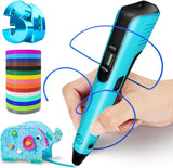 3D Pen for Kids with 15 Colors PLA Filament – Creative 3D Drawing Toy  قلم ثلاثي الأبعاد للأطفال مع 15 لون خيوط PLA – لعبة رسم ثلاثية الأبعاد إبداعية (NP100، أزرق)